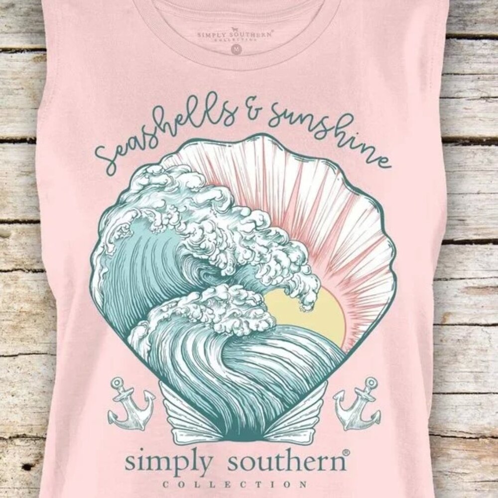 Seashells & Sunshine Tank by Simply Southern NWT XL
